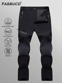 FASBUCO Men's Water Resistant Hiking Pants All Seasons Quick Dry Working Cargo Pants - Black - View 2
