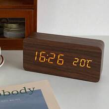 1 Pieza Reloj de madera inteligente para la vida Despertadores para dormitorio Reloj de mesa Dispositivo electrónico para el hogar Decoración Repetición de alarma Reloj de mesa de cabecera con control de voz Reloj despertador digital de escritorio Decoración del hogar Regreso a la escuela Decoración de la habitación Útiles escolares