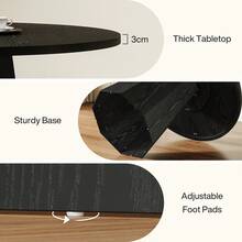 Tribesigns Petite table de salle à manger ronde noire de 118 cm avec piédestal incliné robuste, meuble moderne pour salle à manger, salon - Noir - Voir 11