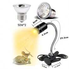 Lampada riscaldante per rettili UVB/UVA regolabile con telecomando, fornita con due lampadine, rotazione a 360°, dimmeraggio della luce diurna, adatta per lucertole, tartarughe e altri rettili.