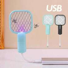 Matamoscas eléctrico mini, Matamoscas eléctrico USB, Mata insectos eléctrico 2 en 1 con malla de seguridad de 5 capas, apto para hogar/oficina/camping - Negro - Ver 3