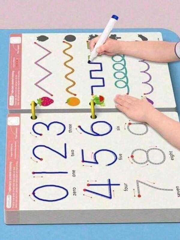 1 Set 32-Page Reusable Montessori Tracing Workbook, Thinking & Enlightening Exercise, Wipe Clean Painting Educational Control Training