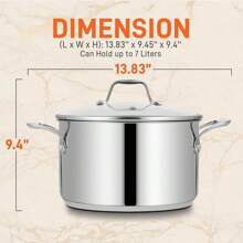 8-Quart Stainless Steel Stock Pot - 18/8 Food  Stainless Steel Heavy Duty Induction - Stock Pot, Stew Pot, Simmering Pot With See-Through Lid, Dishwasher Safe