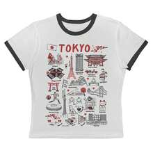 Impressions Tokyo City Travel Lover Graphic Cotton Ladies Retro Vintage Ranger Baby Tee - White - View 1