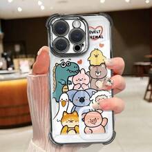 Phone Case For Compatible With IPhone 16/15/14/13/12/11 Pro, This Adorably - Whimsical Fashion - Forward Case Showcases An Intricately - Detailed, Cute - Cartoon - Inspired "Lovely Animal Group" Design With Vibrant Color Tones. Blending Transparent Shockproof Protection With An Ultra - Thin Acrylic + TPU Hard Back, It Resists Yellowing Like A Champ, Offering Crystal - Clear Coverage And Ultimate Drop Defense. Perfect For Those Who Love Charming, Playful Aesthetics, This Cheerful, All - Season - Ready Casing Is An Ideal Gift For Friends-Delivering Standout Phone Protection With A Burst Of Lively, Artistic Allure! - Màu tím - Xem 2