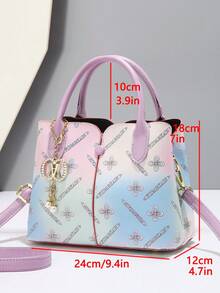 Women's Handbag Set, Fashion Shoulder Bag With Embroidered Small Square Bag - Purple - View 3