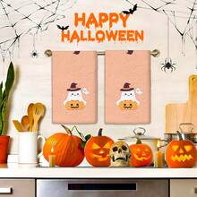 2/4 Pcs Ghost Pattern Printed Dish Towels, Halloween, Super Absorbent Microfiber Modern Towels For Cooking And Baking, Printed Dishcloths, Cleaning Towels, Hand Towels, Tea Towels, Super Soft And Highly Absorbent, Great Gift For Neighbors, Moms, Friends, Birthday, Halloween, Housewarming, Kitchen Decor, Household Essentials