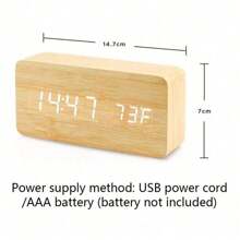 1 Pieza Reloj de madera inteligente para la vida Despertadores para dormitorio Reloj de mesa Dispositivo electrónico para el hogar Decoración Repetición de alarma Reloj de mesa de cabecera con control de voz Reloj despertador digital de escritorio Decoración del hogar Regreso a la escuela Decoración de la habitación Útiles escolares