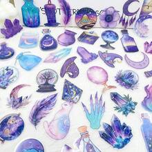 50pcs Witch Theme Transparent Stickers, Cute Cartoon Magic Stickers, Purple PET Waterproof Stickers Suitable For Envelopes, Water Bottles, Computers, Laptops, Phones, Luggage, Notebooks, Refrigerators, Etc. - Multicolor - View 6