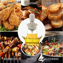 2x Oil Dispenser With Brush 180 Ml, 2-In-1 Glass Oil Storage Bottle With Silicone Brush Dispenser, Olive Oil Dispenser Bottle, Squeeze Dropper For BBQ, Baking & Cooking - Brown - View 3