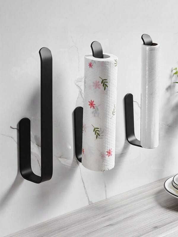 Soporte autoadhesivo de uso múltiple para toallas y rollos de papel - Característica de instalación sin taladrar para accesorios de baño y cocina, perfecto como anillo de toalla montado en la pared y portarrollos de papel en escenas de organización del hogar
