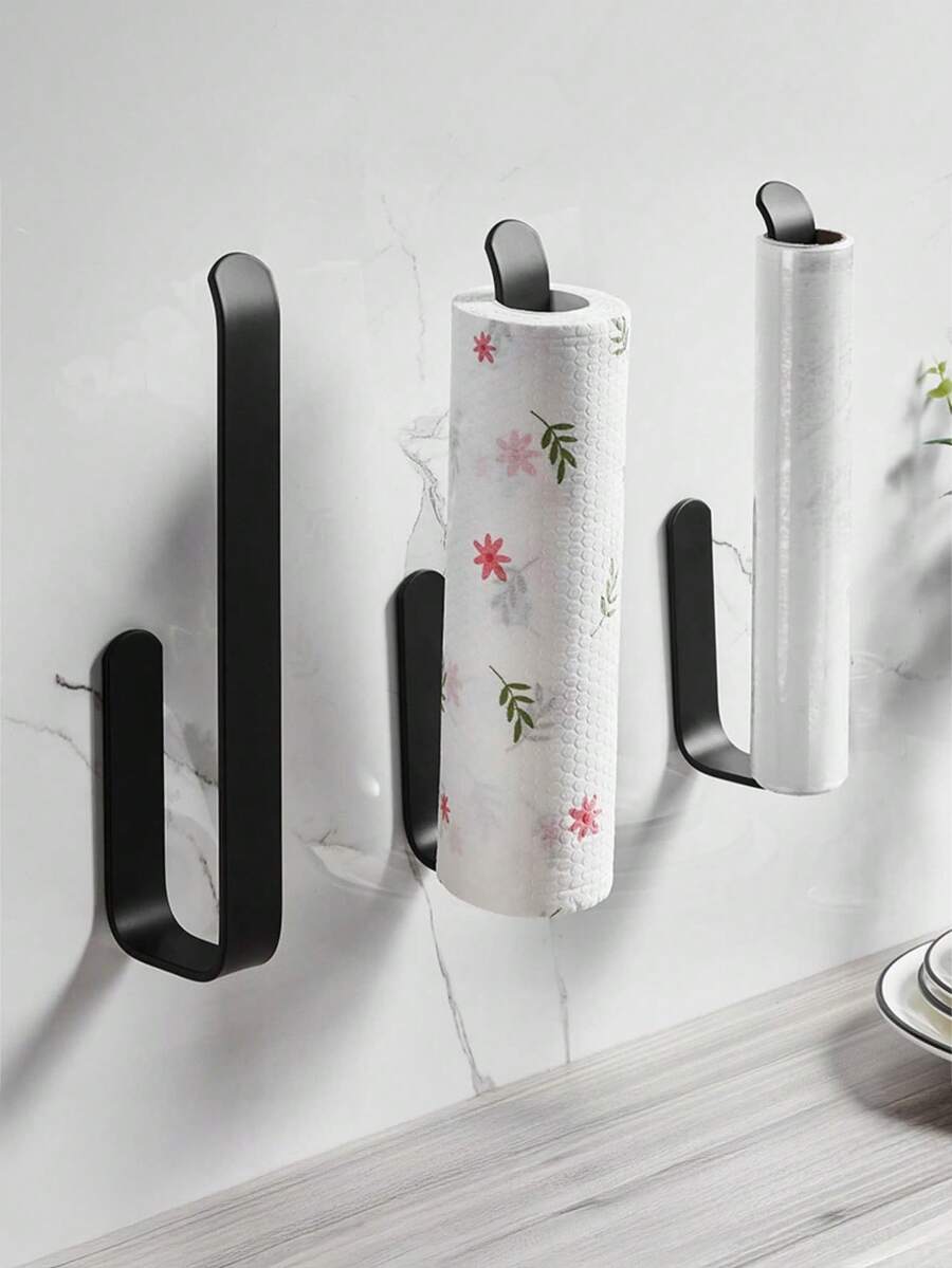 Soporte autoadhesivo de uso múltiple para toallas y rollos de papel - Característica de instalación sin taladrar para accesorios de baño y cocina, perfecto como anillo de toalla montado en la pared y portarrollos de papel en escenas de organización del hogar