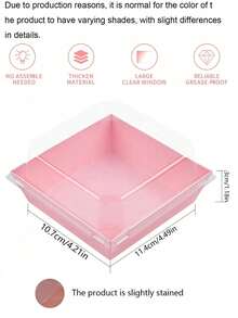 10 caixas de sobremesa com tampas transparentes, caixas de charcutaria, papel kraft à prova de óleo, caixas de papel kraft branco e rosa para padaria, perfeitas para biscoitos, bolos e sanduíches de macaron, para casamentos, festas e ocasiões especiais