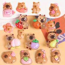 21 piezas Conjunto de joyería luminosa de dibujos animados de capibara de colores - 20 dijes de capibara mixtos + 1 maleta