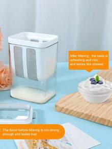 1pc Reusable Yogurt Strainer, Super Fine Mesh With Lid - Ideal For Straining Thick Yogurt, Cheese, Soy Milk, Perfect For Home Kitchen Or Restaurant, Easy To Clean, Essential Kitchen Accessory, Gift For Home Chefs, Space-Saving, Great Christmas Kitchen Gift - White - View 6