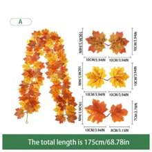 1 件/2 件枫叶花环，68.78 英寸/78.74 英寸人造枫叶秋藤，悬挂秋藤，桌面装饰，场景装饰，园艺装饰 - 可重复使用，适用于家庭聚会、壁炉装饰、婚宴装饰、家庭婚礼派对、家居装饰、前门秋季装饰、室内外装饰、万圣节和圣诞节。