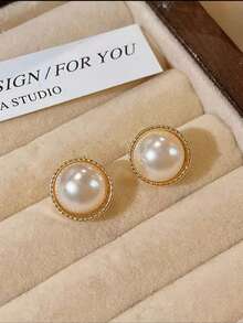 1 套简约花卉仿珍珠红色滴油几何方形奢华优雅设计耳环套装，适合女性日常和节日佩戴 - 套裝M款 - 查看 2