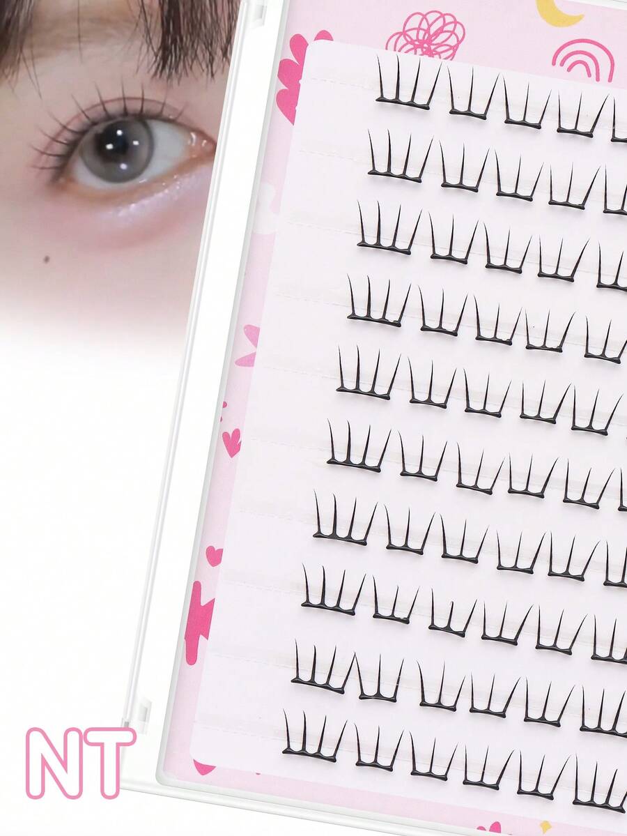 10 对无胶睫毛，适合初学者，独特的睫毛，卡通外观，假睫毛睫毛簇，睫毛簇，单根睫毛，睫毛，假睫毛 - C - 查看 1