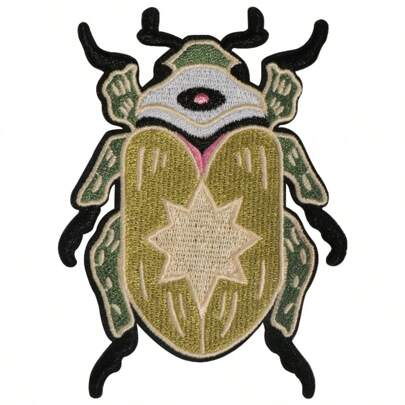 1 pieza Parche bordado de escarabajo dorado, pegatina de ropa DIY, para planchar o coser, adecuado para chaquetas, camisetas, bolsos, sombreros, decoración creativa de ropa, parche con insignia de animal