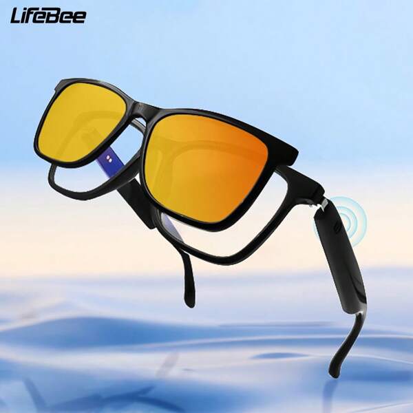 LIFEBEE Gafas inteligentes magnéticas desmontables 2 en 1 - Gafas de audio inalámbricas con bloqueo de luz azul y kit de lentes de gafas de sol, para oficina, exteriores, deportes - Gafas inteligentes unisex