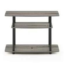 HOMLUX 3-Tier TV Stand, Entertainment Center With Stainless Steel Tubes, No Tools Assembly, Fits Up To 32-Inch TVs, Black TV Stand, Modern Media Console For Living Room, French Oak/Black - 法國橡木/黑色 - 查看 2