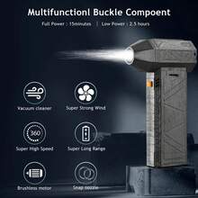 Mini Sopladora de Aire inalambrica Recargable,Turbo Jet Fan,52 M/S Potente Ventilador Super Jet de Mano 130000 RPM, Motor sin Escobillas,para Eliminar polvo de Computadora, Cámping, Limpiar el Hogar - Gris - Ver 4