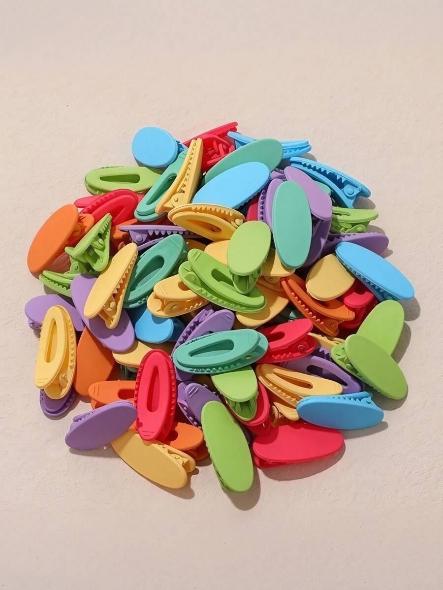 30个随机马卡龙色方形塑料发夹，小号刘海和侧发夹，可爱简约日常佩戴，爪夹，发夹，发夹，发夹，发夹 - 彩色 - 查看 1