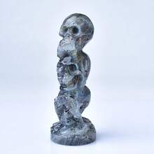 CUPIDCRYSTAL 3.14" Labradorite Crystal Skull Figurine - Perfect For Home Decor & Halloween Gifts, Natural Stone With Unique Veins And Cracks