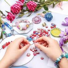 50 hạt cườm lỗ lớn màu trắng, hạt thủ công châu Âu và Mỹ dùng để làm đồ trang sức tự làm, vòng cổ, vòng tay, phụ kiện trang sức, đồ thủ công mỹ nghệ tự làm, móc khóa, dây đeo điện thoại - Hạt lỗ lớn màu trắng - Xem 6