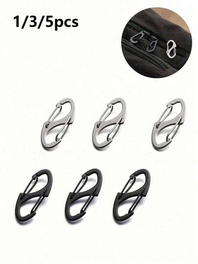 1/4/6 件双小登山扣，S 形登山扣钥匙扣小合金弹簧钩拉链夹适合旅行、沙滩包手提箱，适用于宠物锁吊坠钓鱼/露营/户外拉链锁拉链拉头替换连接器拉链夹防盗学校用品教师礼物返校教师配件