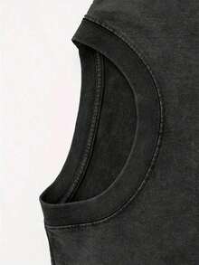 1pcsMen's Cotton T-Shirt, [Printed With The Words "GOD'S PLAN", Round Neck, Short Sleeves, Regular Version, Thermal Transfer Design, Casual Wear In Spring And Autumn-230g, T-Shirt With Double-Sided Printed Pattern In Spring Casual Wear| Breathable Fabric.180g - màu đen - Xem 3