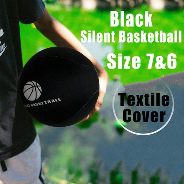 Black Silent Basketball With Fabric Cover Size 7 - 29.5inch For Men & Size 6 - 28.9inch For Women And Children, Bounce Noiseless Indoor, Quietly Dribble Training In Apartment, Sports Gifts For Christmas Birthday