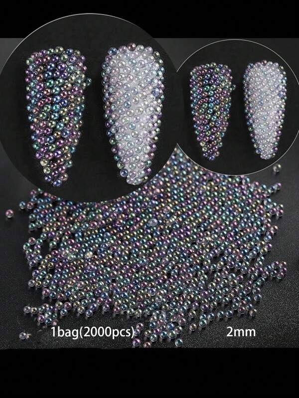 2000pcs 3D Nail Caviar Beads For Nail Art Mini Nail Ball Beads Transparent Color Nail Studs DIY Decorations Accessories (2mm)