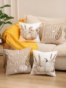 1 buc/4 buc/40 buc față de pernă cu imprimeu de dovleac de toamnă, grâu, frunză de arțar, flori și litere din poliester, 45x45cm, față de pernă decorativă pentru cameră, dormitor, canapea (fără inserție de pernă)