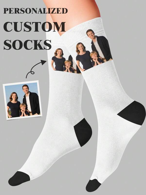 1 paire de chaussettes de famille personnalisées, chaussettes avec photo personnalisée, chaussettes de couple, chaussettes avec photo personnalisée, chaussettes imprimées personnalisées, chaussettes avec visage drôle personnalisé, chaussettes avec photo personnalisée, permettant de mettre n'importe quel visage sur les chaussettes, cadeau d'anniversaire, cadeau de la Saint-Valentin, cadeau de mariage