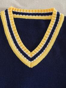 两件装男童无袖撞色针织毛衣上衣，学院风秋季款 - 彩色 - 查看 3