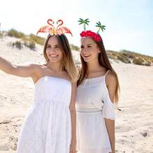 Summer Party Headband Hawaiian Head Boppers Beach Pool Party Hair Hoop Headwear Tropical Hair Decorations 1PCS - Headband-palmTree - View 2