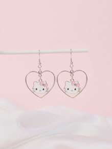 Sanrio 1 Pc Hello Kitty Women Clear Crystal Stud Earrings - Silver Plated Hello Kitty Earrings