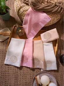 Made In Turkey – 6-Piece Premium Quality Hand & Kitchen Towel Set | 30x50 Cm | Soft & Elegant | Ideal For Bridal Dowry - Rose Red - View 4
