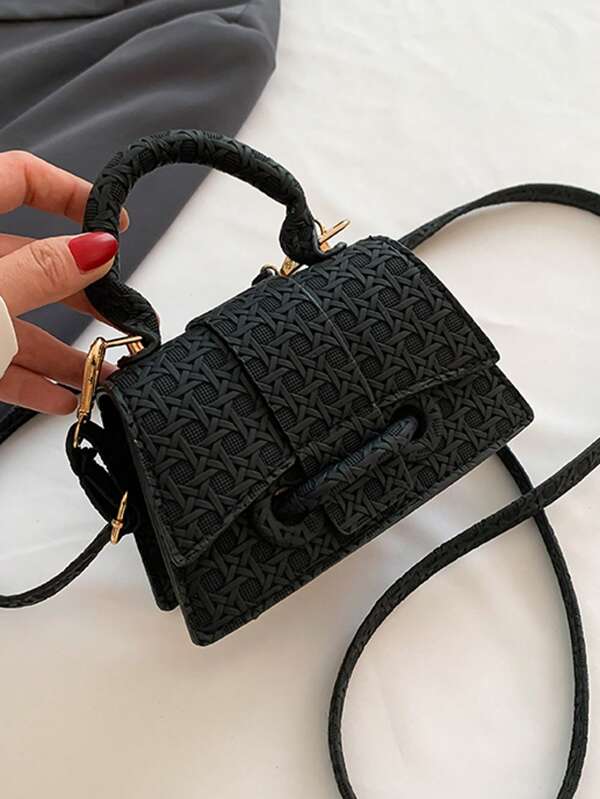 Drawstring Statement Lock Chic Casual Single Room Hand-Worn Small Square BagSuitable For Shopping, Wallet, Shopping, Young Women, College Students, Newcomers, White-Collar Workers. Very Suitable For Office, College, Work, Business, Commuting, Outdoor Activities, Travel And Outings