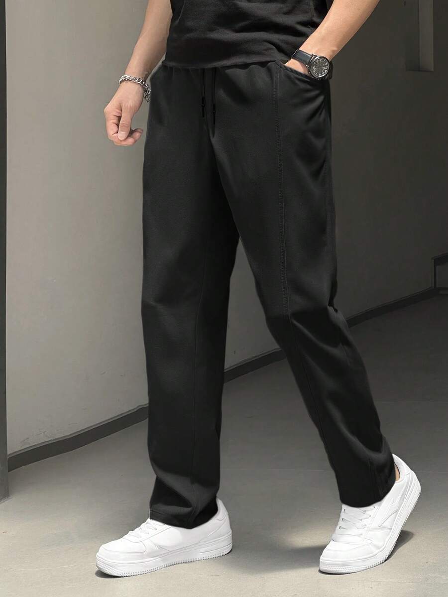 Quần dài nam dáng rộng, cạp chun, chất liệu nhẹ, phối nhiều màu sắc, thích hợp cho mùa xuân, hè, ngày lễ tình nhân, Lễ Tạ ơn, Ngày Nhà giáo, Ngày của Cha, Lễ Phục sinh, Lễ hội hóa trang, Tết Nguyên đán. - màu đen - Xem 1