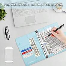 KKC 100 Envelopes Money Saving Challenge Binder, A5 Budget Binder With Cash Envelopes, Savings Challenges Book To Save $5,050, 10,000, 500, Budget Planner For Budgeting Planner Saving Money. - 藍色 - 查看 6