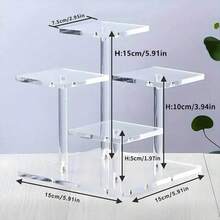 Square Acrylic 4-Tier Ladder Display Stand, Clear Display Rack For Watches Anime Figure Perfume Cosmetics Storage Racks - Transparent - View 2