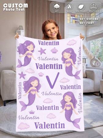 1pc Custom Name Blanket For Bed,Personalized Bedding Blanket With Name, Personalized Throws Blanket, Cute Blanket, Best Kids Blanket, Cozy Blanket, Family Gift, Birthday Gifts, Christmas Gifts ,Personalized Gifts, Children's Day Gift, Gift For Son/Daughter, Gift For Friend, Gift For Kids