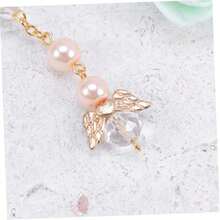 Cute & Classic Style, Pink Rosary Beads Match Wing Shape Pendant Chain, Fashion Accessory For Daily Wear & Party, Idea Gift For Ladies
