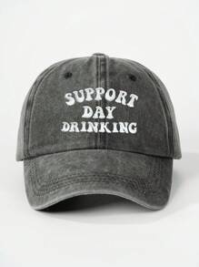 1 件刺绣“SUPPORT DAY DRINKING”水洗棒球帽，可调节户外太阳帽，适合旅行、海滩、所有季节，Y2K 风格，适合年轻人