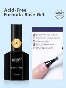 2Pcs 15ml Base Coat And Top Coat Set - Shine Finish And Long Lasting, Soak Off LED Nail Lamp Gel Base No Wipe Top Coat Finish Nail Art Design Manicure Gifts For Women - Clear - View 4