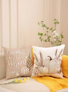 1 buc/4 buc/40 buc față de pernă cu imprimeu de dovleac de toamnă, grâu, frunză de arțar, flori și litere din poliester, 45x45cm, față de pernă decorativă pentru cameră, dormitor, canapea (fără inserție de pernă)