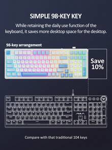 Lenovo GK10 Three-Mode Game Keyboard, 98 Keys, Plug And Play, Real Mechanical Shaft, All-Key Hot Swap, Cool RGB Lighting Effect, Large-Capacity Battery, Suitable For Daily Office Or Playing Games. - Multicolor - View 6