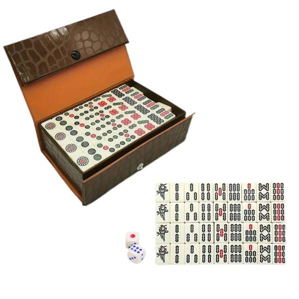 Zestaw do gry w madżonga 1/2, tradycyjny chiński mini zestaw do gry w madżonga ze 144 płytkami, w eleganckim skórzanym etui, klasyczna gra planszowa, madżong podróżny, gra interaktywna, gra imprezowa, gra świąteczna, gra podróżna, akcesoria na przyjęcie urodzinowe, prezent urodzinowy, klasyczna gra planszowa, mini przenośny zestaw podróżny, idealny na kemping i spotkania na świeżym powietrzu